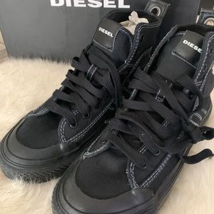 Diesel High Cut Black Sneakers Size 6.5
